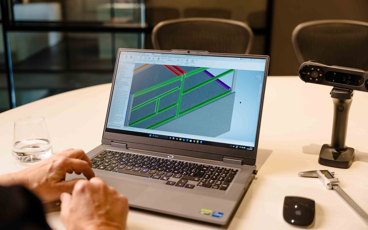 De staalconstructie verder uitgewerkt in het 3D-model